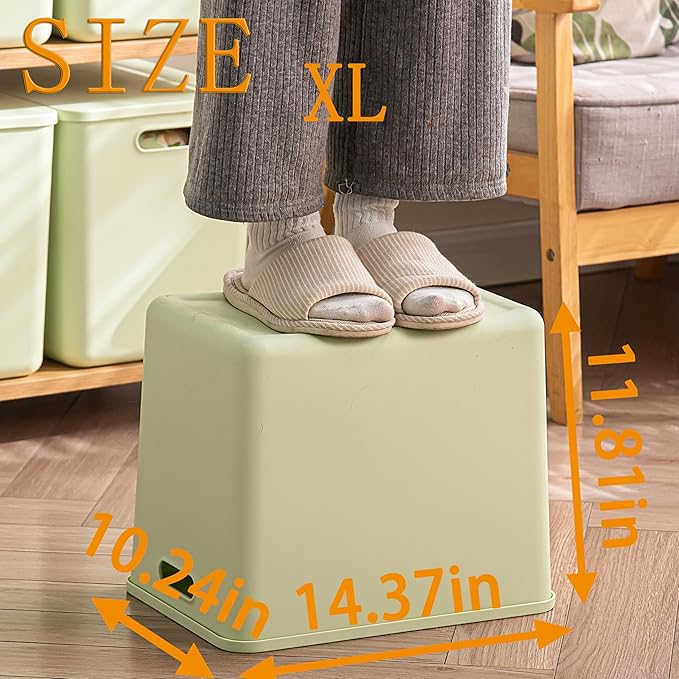 4 pack large plastic White storage bins Baskets, Toy Box Chest with Lids and Handle，Organizer Containers for Baby，Kids,snacks,Nursery，Shelves，Playroom, Bedroom，Office,Closet，home