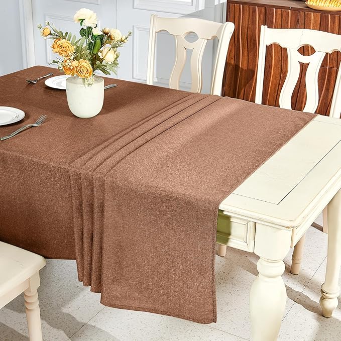 IVAPUPU Textured Linen Table Cloth for Rectangle Tables - Coffee Tablecloths Rectangular Waterproof Wrinkle Free Wipeable Dining Table Cover for Spring Wedding Birthday Kitchen Decor, 52 x 70 Inch