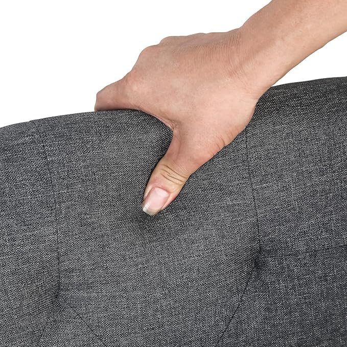 Joveco Storage Ottoman Linen Tufted Bench with Rivet, Rectangular Footrest Stool Coffee Table Seat for Living Room Bedroom, Grey