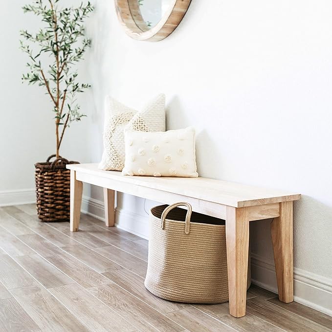 OrganiHaus Large Laundry Basket, Woven Cotton Rope Basket for Blankets, Toy Storage, Nursery Hamper, Living Room Decor Organizer, Soft & Durable Hamper with Handles, 20x13 inches - Honey