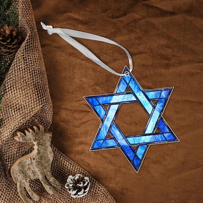 FLAGWIX Hanukkah Gifts for Women Men - Acrylic Christmas Ornaments 2025 - Hanukkah Ornaments for Tree, Chanukah Decorations, Star of David Tree Topper, Spiritual Religious Gifts for Women Mom Grandma