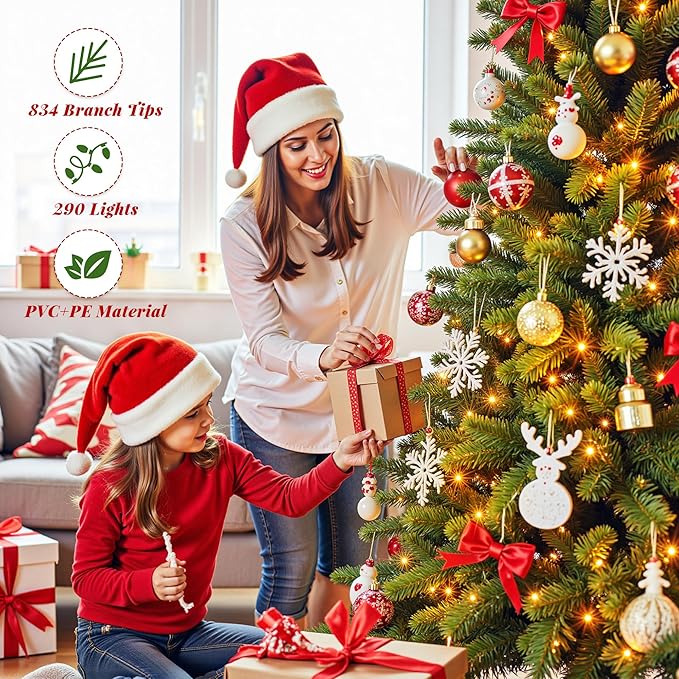6.5ft Slim Pencil Christmas Tree Pre-lit, Remote Control, Rotating & Foldable Stand, RGB & Warm White Light for Home Decor