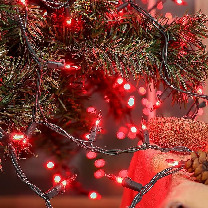 50-Count Red Valentine's Day Lights with Green Wire Waterproof,Mini String Lights for Holiday Decorations, Christmas Tree, Party, Wedding, Xmas, Home, Indoor & Outdoor Use (13ft Long)