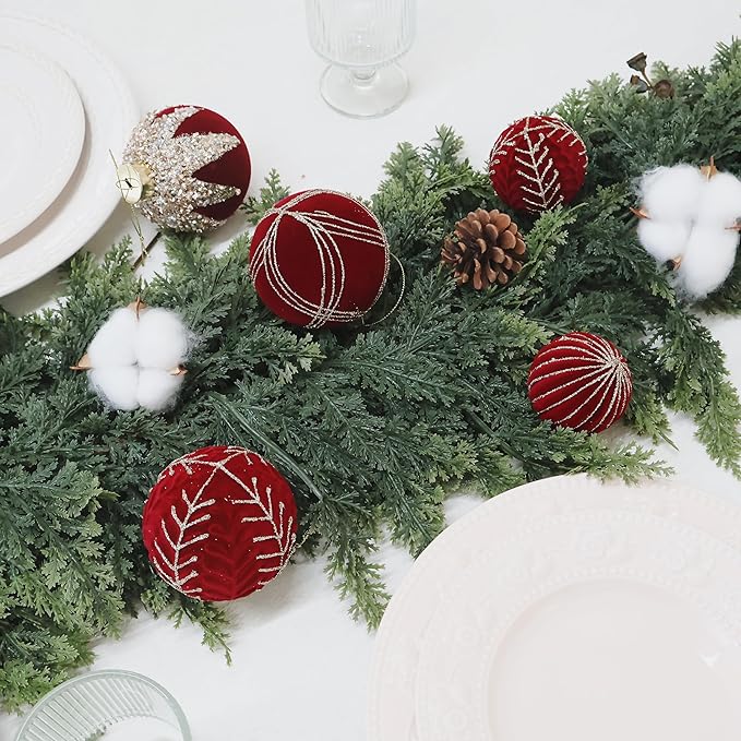 20PCS Velvet Ornaments for Christmas Tree, 2.36INCH Glitter Flocked Christmas Ornaments Decorations Balls Set Decor