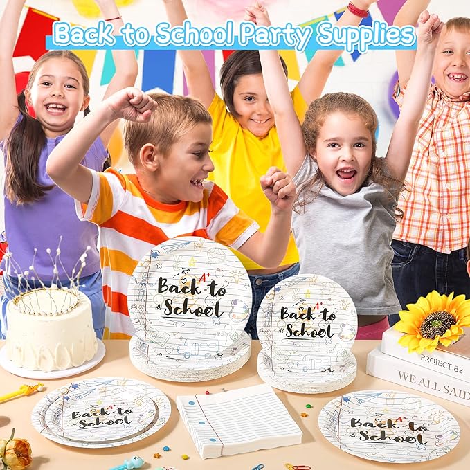 150Pcs Back to School Party Supplies Plates and Napkin Decor Back to School Themed Season Plates First Day of School Paper Plate Napkins Tableware for Schools, Families, Communities Party,Serves 50