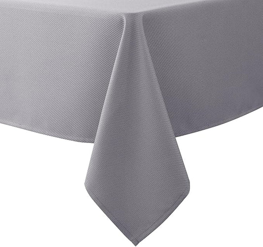 Biscaynebay Textured Fabric Tablecloths 60x84 Inches Rectangular, Silver Grey Water Resistant Spill Proof Tablecloths for Dining, Kitchen, Wedding and Parties, Machine Washable