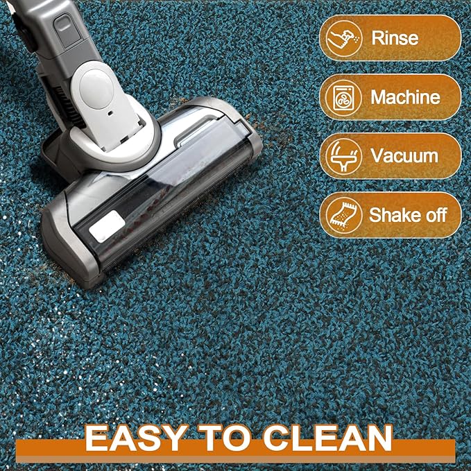 Mibao Front Door Mat, Dirt Trapper Welcome Mat for Outdoor Indoor, Non-Slip Waterproof Doormat, Durable Machine Washable Low Profile Entry Rug for Back Door Outside Patio Porch, 60" x 36", Blue