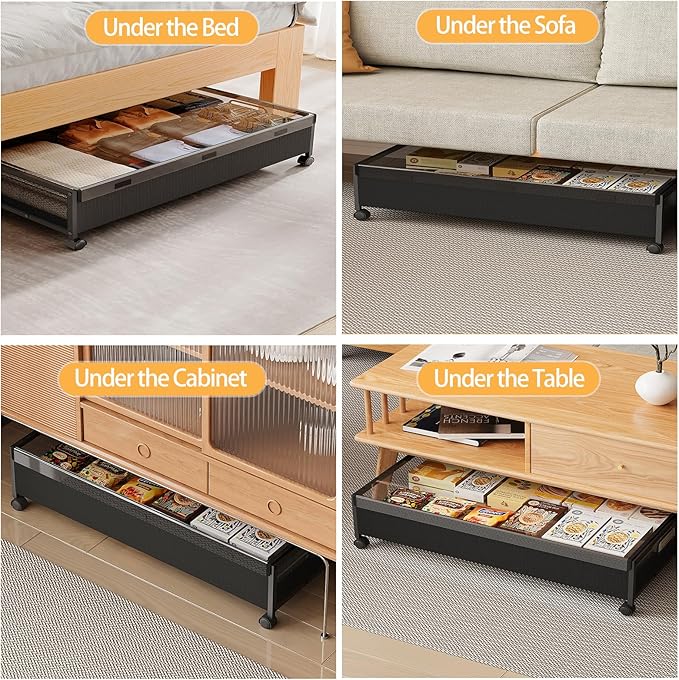 Under Bed Storage Containers with Wheels, 80L Extra-large Underbed Shoe Storage Organizer 2 Pack with Removable Lids, Large Rolling Under Bed Storage Dresser Drawers for Clothes Shoes Blankets