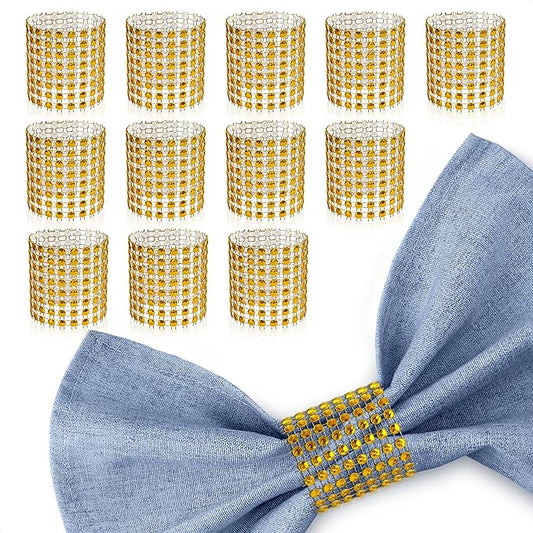 Gold Napkin Rings Set of 100 – Rhinestone Napkin Ring Holders for Weddings, Spring Events, and Table Decorations | Durable, Reusable, and Versatile for Parties, DIY Projects