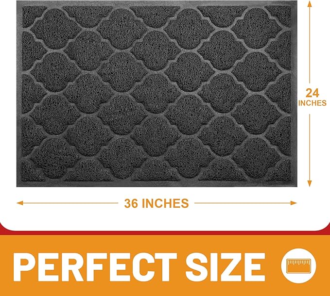 Door Mat Outdoor, 24x36, Welcome Mats for Entryway, Front Doormat for Home Entrance, Indoor Floor Mat, Durable, Non-Slip, Boot Scraper, Catches Muddy and Dirt (Black)