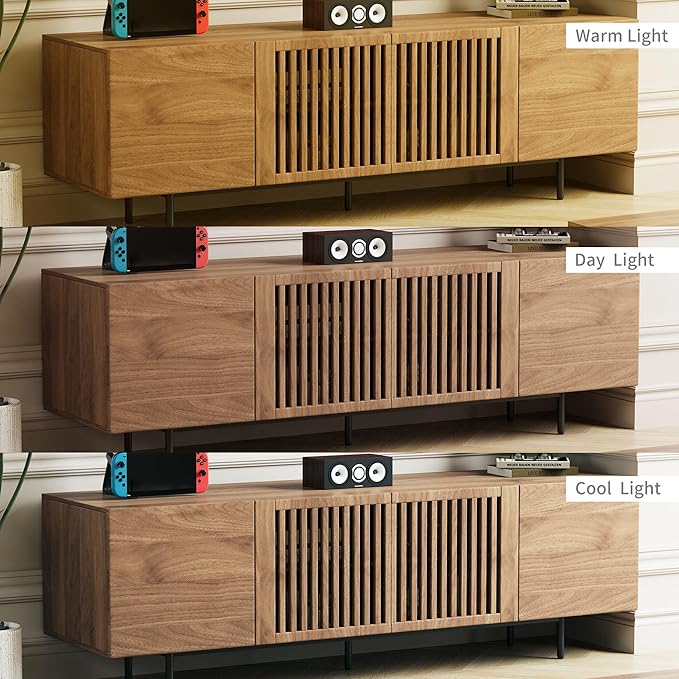 Mid Century Modern TV Stand for 70 Inch TVs, 70.87" Walnut Console with Ample Storage – Stylish Entertainment Center for Living Room or Bedroom