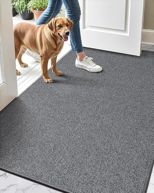 LUMI Indoor Door Mat 36"x56", Ultra Thin Low Profile Non-Slip Doormat for Home Entrance, Absorbent & Stain-Resistant Welcome Mats, Washable Entryway Mat for Front Door, Patio, Porch, Grey