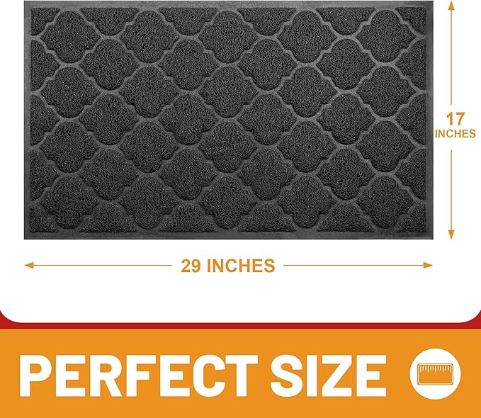 Door Mat Outdoor, 29x17, Welcome Mats for Entryway, Front Doormat for Home Entrance, Patio, Garage, RV Mats for Outside, Indoor Floor Mat, Durable, Non-Slip, Catches Muddy and Dirt(Black)