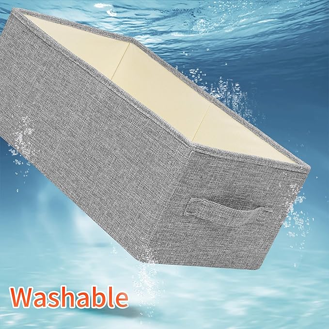 Linen Folding Storage Bins, 3 Pack Large Storage Baskets, Washable, Clothing Storage Bins with Handle, Closet Organizer for Storage Sweater,Sheets(dark grey, 18½"x13½"x8½")