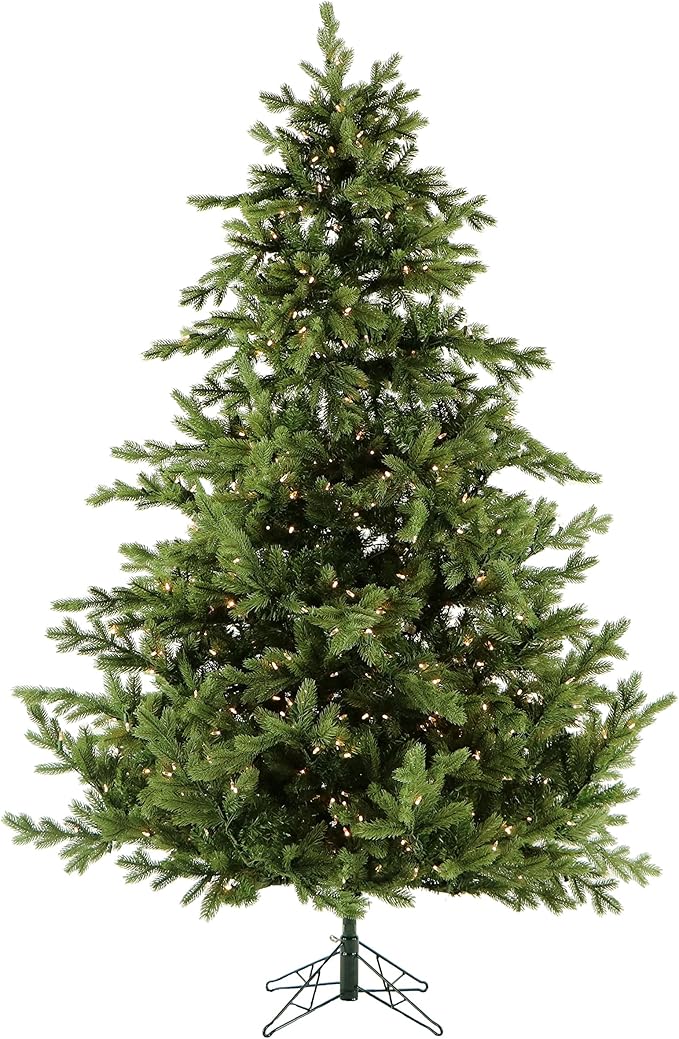 Fraser Hill Farm 12-Ft. Foxtail Pine Artificial Christmas Tree with White Incandescent Smart Lights and Stand, Prelit Foldable Fake Tree with Realistic Foliage for Home Decoration