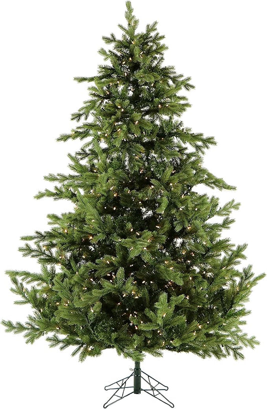 Fraser Hill Farm 9-Ft. Foxtail Pine Artificial Christmas Tree with Warm White LED Lights and Stand, Prelit Foldable Fake Tree with Realistic Foliage for Home Decoration