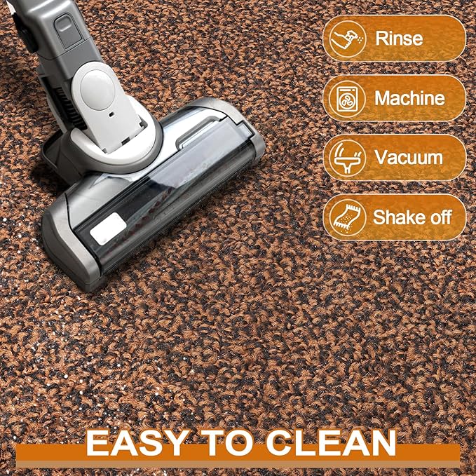 Mibao Front Door Mat, Dirt Trapper Welcome Mat for Outdoor Indoor, Non-Slip Waterproof Doormat, Durable Machine Washable Low Profile Entry Rug for Back Door Outside Patio Porch, 60" x 36", Brown