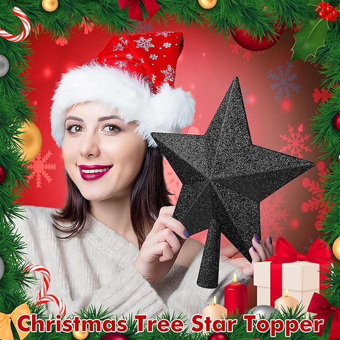 Tree Topper Star, 10" Rose Gold Christmas Star Tree Topper Accessories, Large Xmas Glitter 3D Bethlehem Tree Topper Ornament, Waterproof Holiday Christmas Tree Topper Star for Home Indoor Outdoor