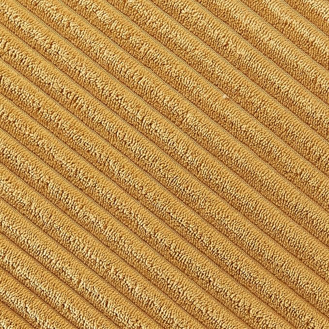 Fancy Homi 2 Packs Gold Yellow Lumbar Decorative Throw Pillow Covers 14x24 Inch for Couch Bed Sofa, Rustic Farmhouse Boho Spring Home Decor, Soft Striped Corduroy Rectangle Accent Cushion Case 35x60cm