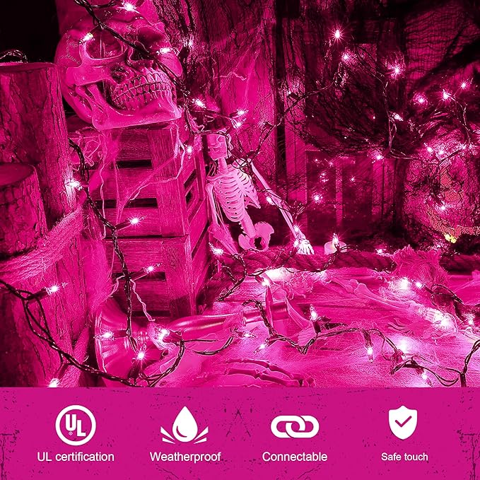 Purple Halloween Lights Outdoor,50 Count Incandescent Bulb Waterproof Fairy Lights，13FT UL Certified Mini String Lights for Holiday Decorations, Christmas,Halloween,Party, Xmas, Yard,Patio