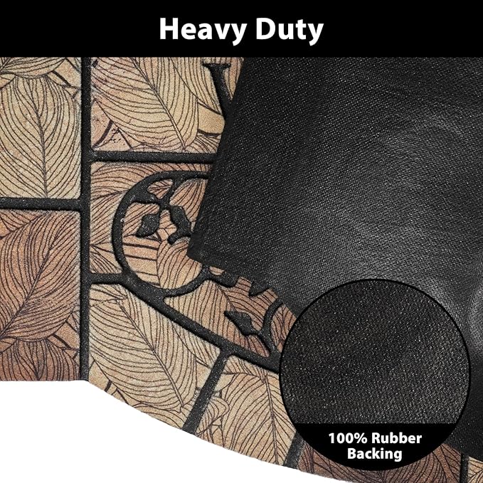 Durable Welcome Door Mats, 24"x36" Heavy-Duty Large Welcome Mat for Front Door with Non-Slip Rubber Backing, Door Mats for Outside Entry High Traffic Area（Leaves）