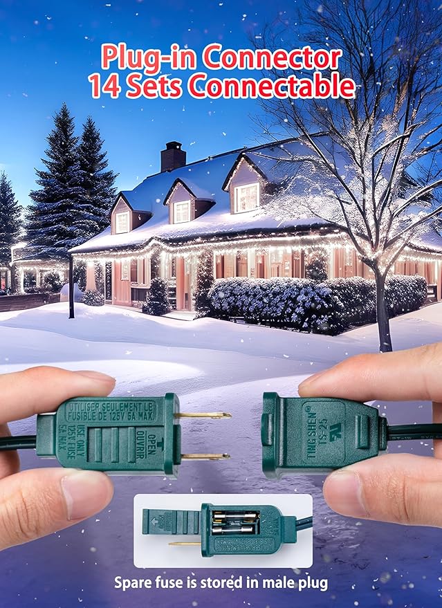 Vintage C9 LED Christmas Lights Outdoor, 50 Feet C9 String Lights with 50 Shatterproof Matte Bulbs, Connectable Waterproof Lights for Holiday Party Roofline Backyard Garden Patio, Pure White