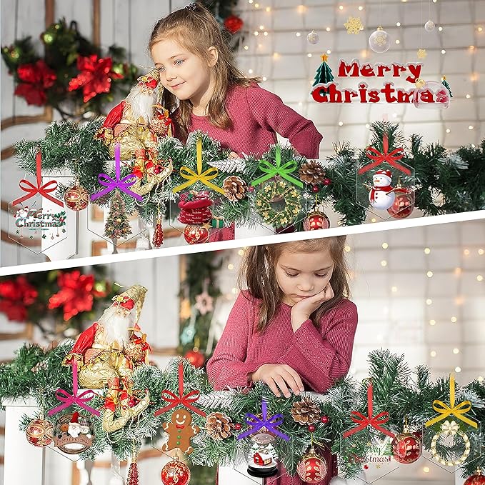 50 Pieces Christmas Hanging Ornaments Set 3''Christmas Ornament Acrylic Blank with 50Pcs 25 Color Ribbons for Christmas Tree DIY Decor (Classic Style, 50.00)