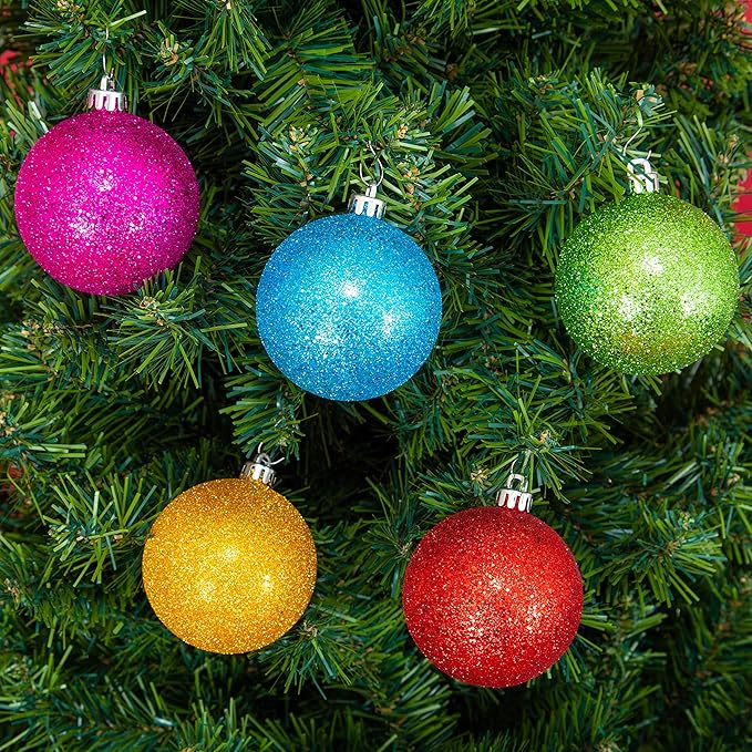 Every Day is Christmas Ornaments, Shatterproof Christmas Tree Ornament Set, Christmas Balls Decoration 35 Count (2.75"/70mm, Glitter Rainbow)
