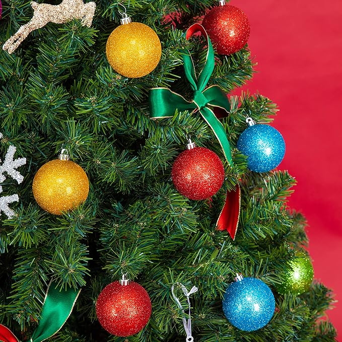 Every Day is Christmas Ornaments, Shatterproof Christmas Tree Ornament Set, Christmas Balls Decoration 35 Count (2.75"/70mm, Glitter Rainbow)