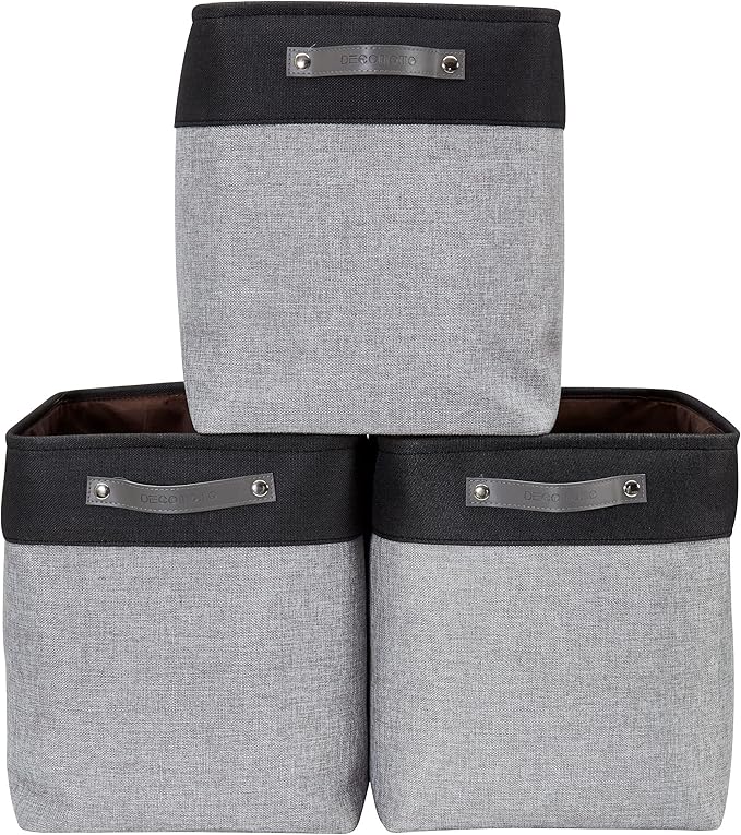 DECOMOMO Extra Large Storage Baskets 54.5L Fabric Storage Bins for Organizing Linen Closet, Toys, Nursery (Grey and Black, XXXL - 3 pack)